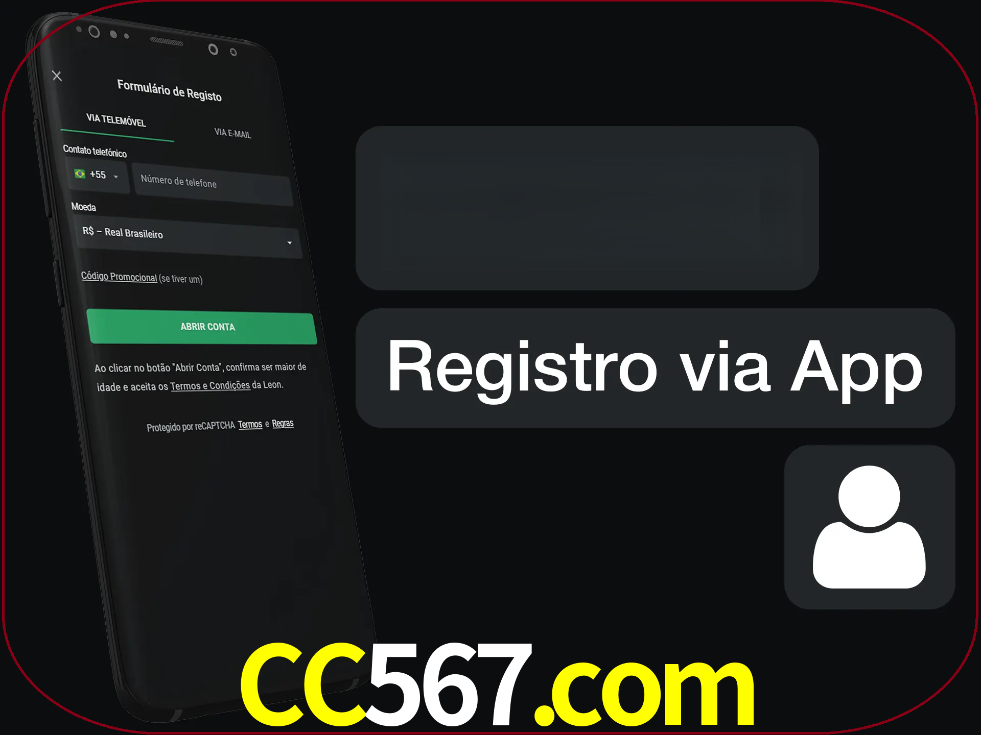 Registre-se com duas etapas usando o aplicativo.
