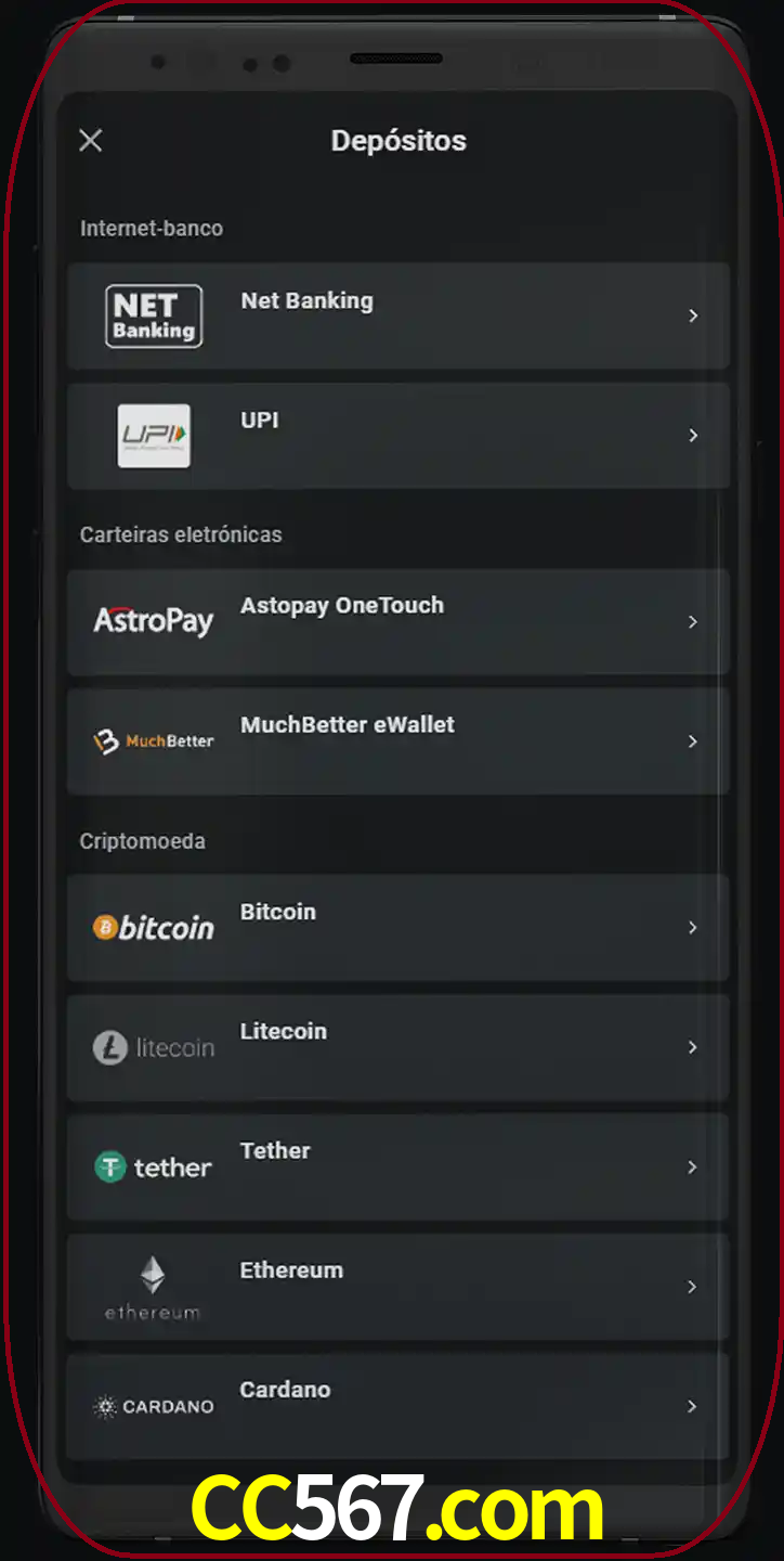 Você pode usar métodos alternativos de depósito.